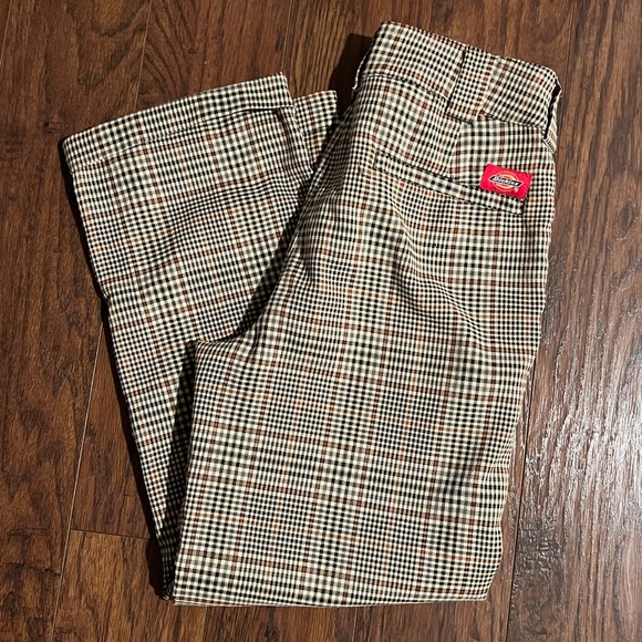 Dickies Girl Plaid Cropped/Ankle Pants, Brown, size 5 - Picture 6 of 9